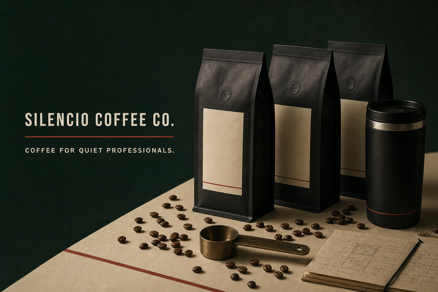 Silencio coffee bags and field tumbler