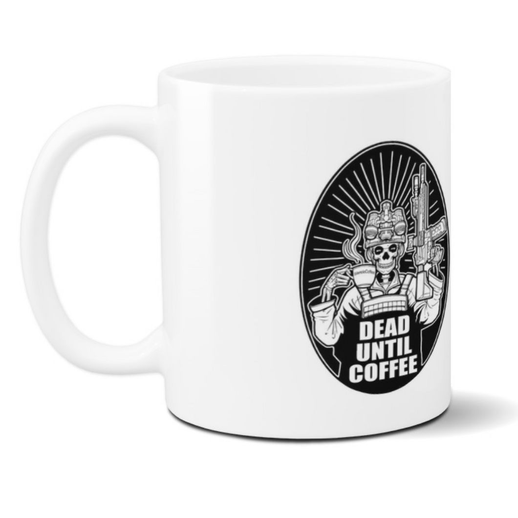 Mug Dead Until Coffee with Rifle 11 oz