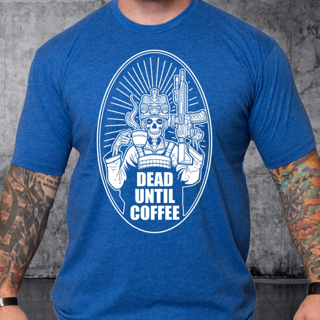 T-shirt Dead Until Coffee Men's Rifle V2 White on Color